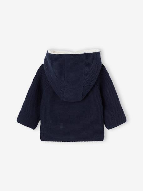 Baby vest + afneembare capuchon met sherpa voering marineblauw - vertbaudet enfant 