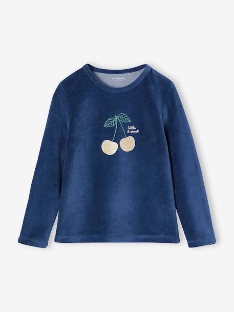 Set van 2 fluwelen meisjespyjama's met kersen marineblauw - vertbaudet enfant 