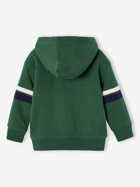 Jongenssweater met capuchon en rits en sherpavoering antraciet+groen+marineblauw - vertbaudet enfant 