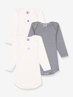 Baby-Body-Set van 3 rompers met lange mouwen PETIT BATEAU