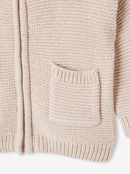 Vest met capuchon en rits van tricot voor baby's gemêleerd beige - vertbaudet enfant 