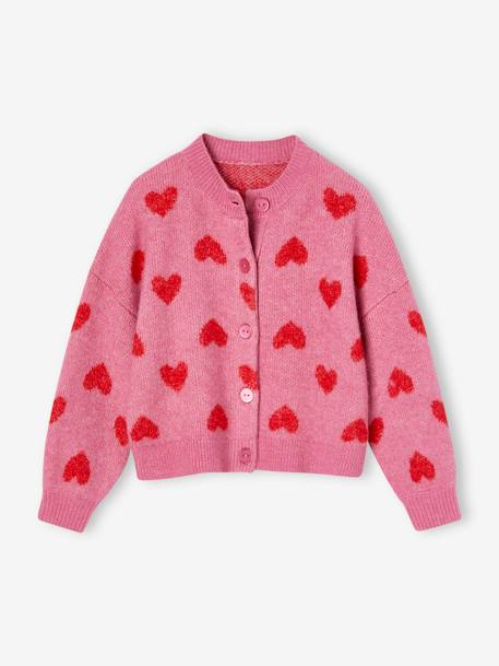 Jacquard vest met hartjes meisjes oudroze - vertbaudet enfant 