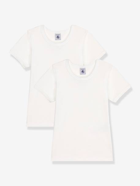 Set van 2 T-shirts met korte mouwen PETIT BATEAU wit - vertbaudet enfant 