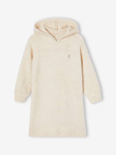 Jurk met capuchon van siertricot ecru - vertbaudet enfant 