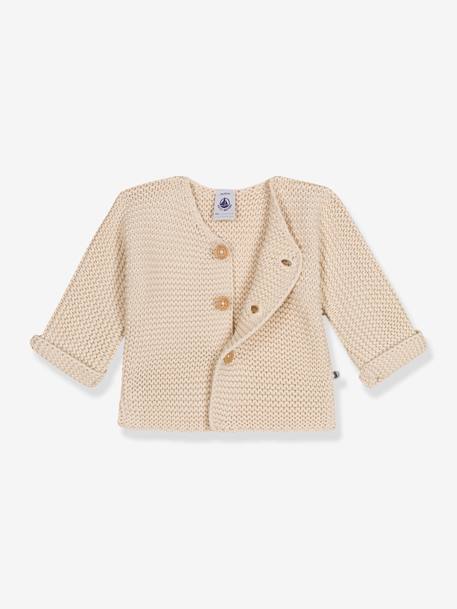 Cardigan baby geribbeld tricot van biologisch katoen PETIT BATEAU beige - vertbaudet enfant 