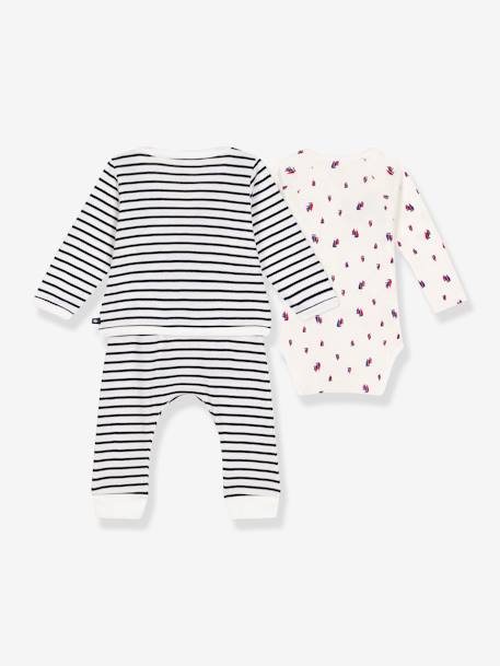 3-delige babyset PETIT BATEAU blauw, gestreept - vertbaudet enfant 