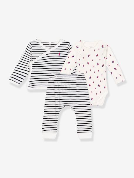 3-delige babyset PETIT BATEAU blauw, gestreept - vertbaudet enfant 