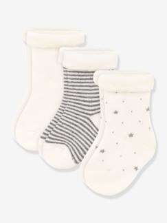 Baby-Sokken, kousen-Set van 3 paar tricot babysokjes PETIT BATEAU