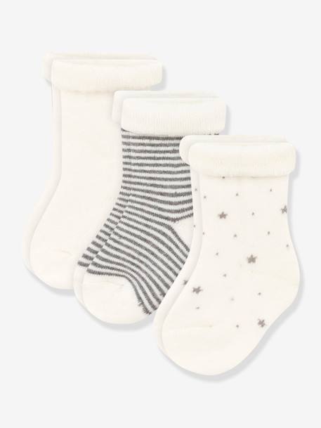 Set van 3 paar tricot babysokjes PETIT BATEAU ecru - vertbaudet enfant 