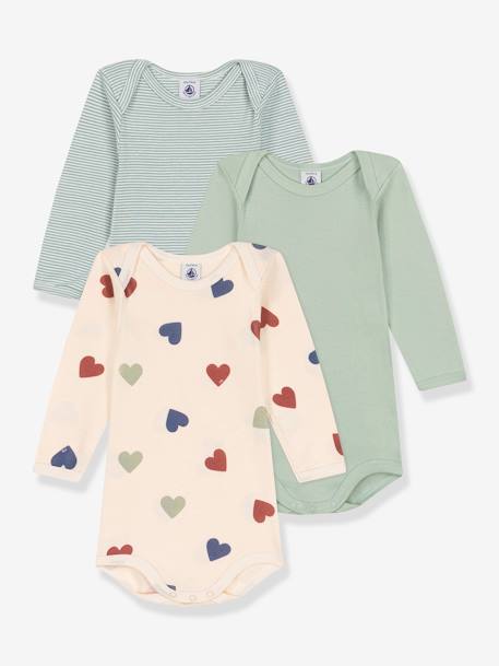 Set van 3 rompers met lange mouwen PETIT BATEAU grijsblauw - vertbaudet enfant 