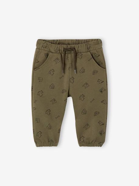 Broek met print van molton baby oceaanblauw+olijf - vertbaudet enfant 