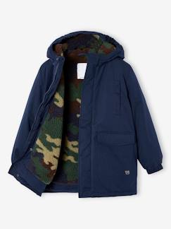 Jongens-Mantel, jas-Mantel, parka-Parka met capuchon voor jongens met camouflage sherpavoering