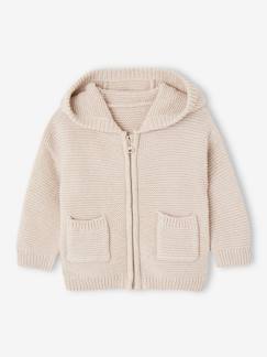 Vest met capuchon en rits van tricot voor baby's  - vertbaudet enfant