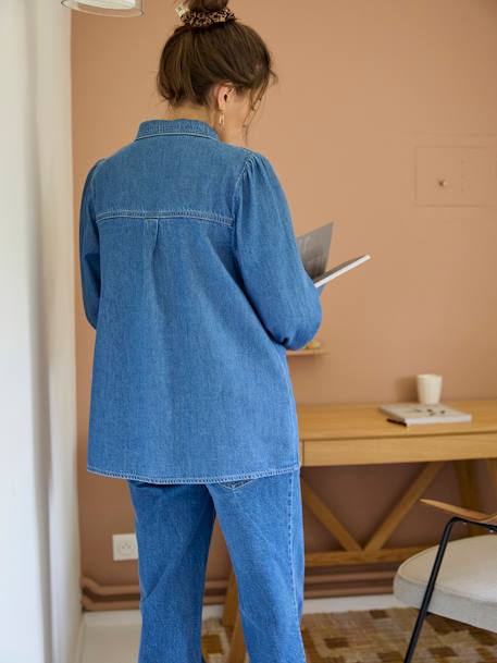 Zwangerschaps- en voedingsblouse van denim stone - vertbaudet enfant 