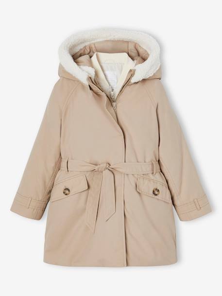 3-in-1 parka met capuchon meisje: taupe - vertbaudet enfant 