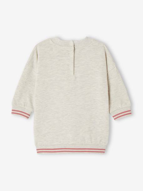 Jurk van fleece met siermotief baby gemêleerd beige+roze (poederkleur) - vertbaudet enfant 