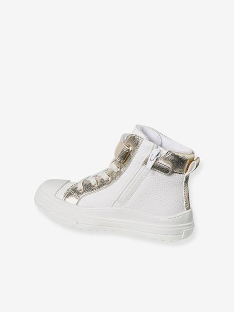 Hoge sneakers voor meisjes met rits en veters wit - vertbaudet enfant 