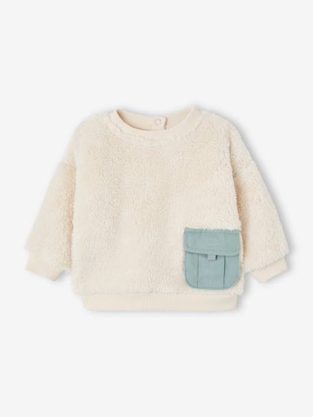 Babyset pluche sweater + fluwelen broek blauwgroen - vertbaudet enfant 