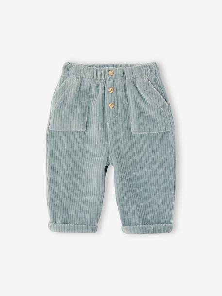 Babyset pluche sweater + fluwelen broek blauwgroen - vertbaudet enfant 