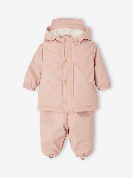 Set mantel + regenpak voor baby's roze (poederkleur) - vertbaudet enfant 