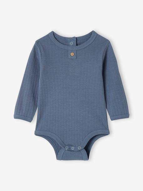 Set van 2 rompertjes voor baby's met lange mouwen van biologisch katoen blauw - vertbaudet enfant 