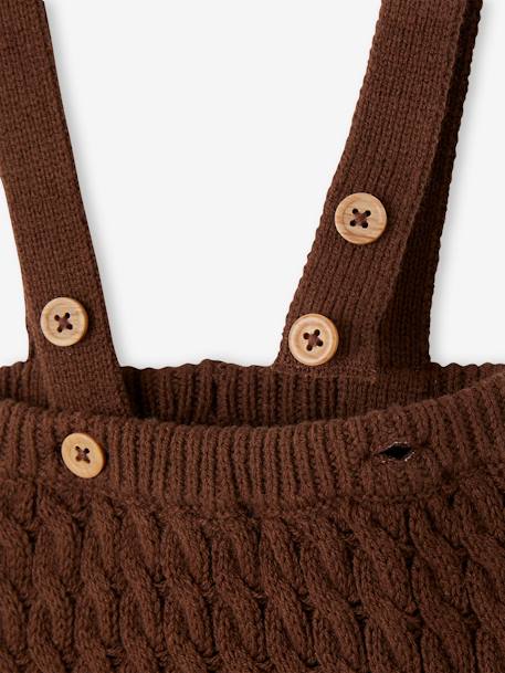 Babyset gestreepte trui en gebreide broek met bretels chocoladebruin - vertbaudet enfant 