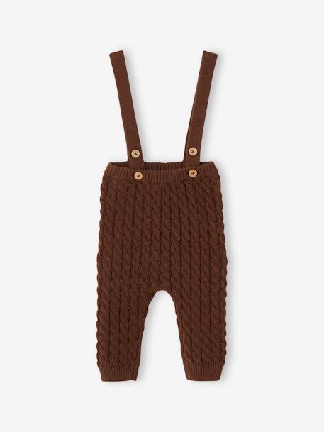 Babyset gestreepte trui en gebreide broek met bretels chocoladebruin - vertbaudet enfant 