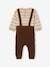 Babyset gestreepte trui en gebreide broek met bretels chocoladebruin - vertbaudet enfant 