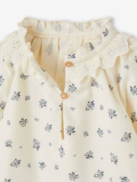 Babyset blouse met bloemenprint en legging ecru - vertbaudet enfant 