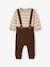 Babyset gestreepte trui en gebreide broek met bretels chocoladebruin - vertbaudet enfant 