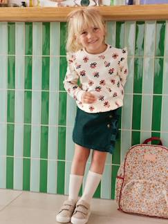 Meisje-Short-rokje van ribfluweel met wikkeleffect