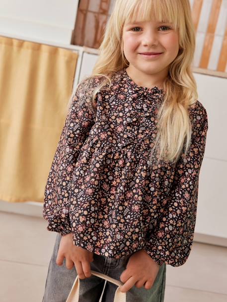 Blouse met bloemen meisje roze, bedrukt - vertbaudet enfant 