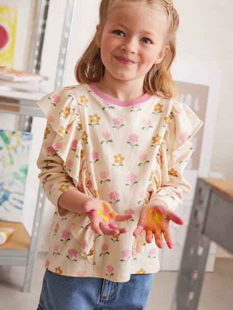 T-shirt met ruches en lange mouwen meisjes vanille - vertbaudet enfant 