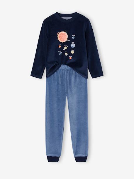 Set van 2 'ruimte' fluwelen pyjama's voor jongens marineblauw - vertbaudet enfant 