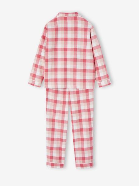 Gepersonaliseerde pyjama met ruitjes van flanel voor meisjes rozen - vertbaudet enfant 