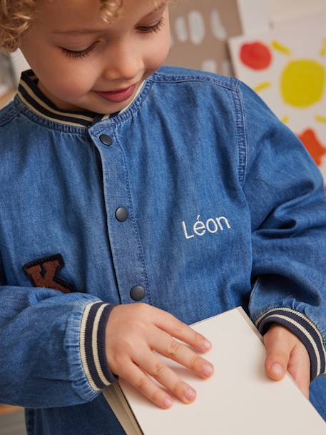 Aanpasbaar jongensschort van licht denim stone - vertbaudet enfant 