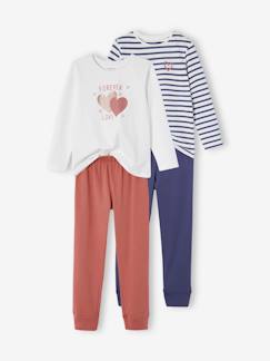 Meisje-Pyjama, surpyjama-Set van 2 meisjespyjama's met hartjes