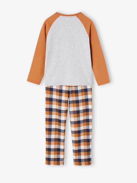 Pyjama dino flanel ruitjes jongens karamel - vertbaudet enfant 