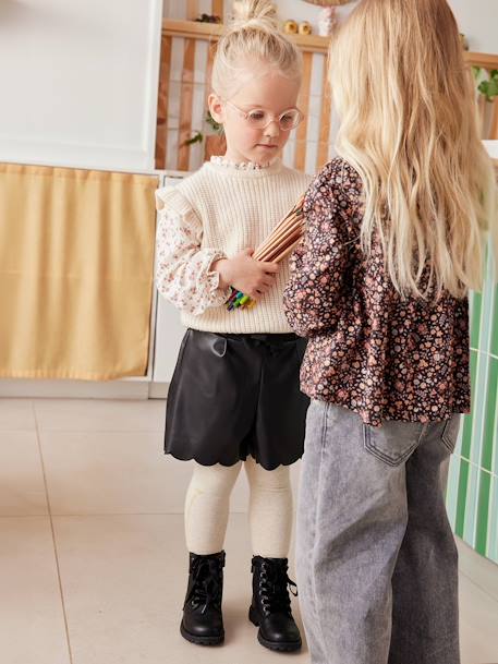 Meisjestrui met 2-in-1-effect en katoenen gaasmouwen groengrijs+vanille - vertbaudet enfant 