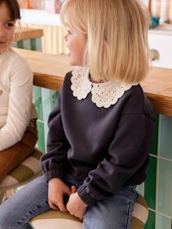 Meisje-Trui, vest, sweater-Sweater-Sweater met sierlijke kraag van macramé meisjes