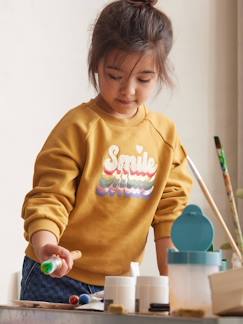 Meisje-Trui, vest, sweater-Meisjessweater met smile-motief van lusjes