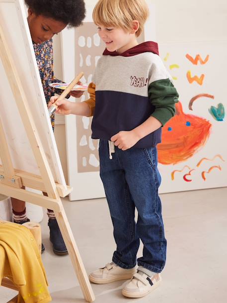 Sweater met colorblock en capuchon Basics jongens meerkleurig+olijf - vertbaudet enfant 