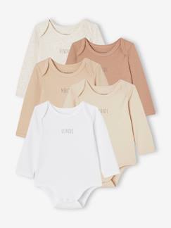 Baby-Body-Set met 5 rompertjes 5 lange mouwen BASICS baby met Amerikaanse mouwgaten van biokatoen