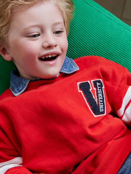 Sweater met ronde hals voor jongens rood - vertbaudet enfant 