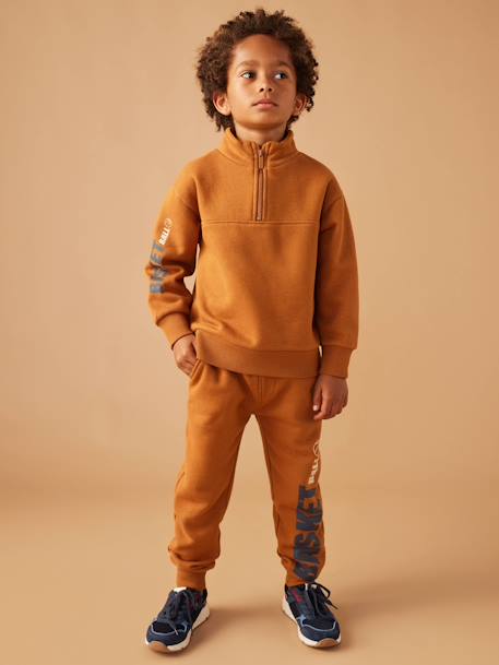 Joggingbroek voor jongens maxi typo hazelnoot - vertbaudet enfant 