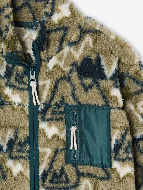 Ritssweater jongens van camouflagefleece saliegroen - vertbaudet enfant 