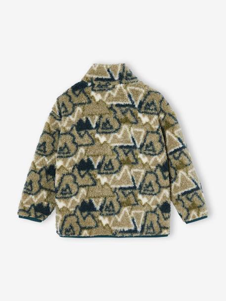 Ritssweater jongens van camouflagefleece saliegroen - vertbaudet enfant 