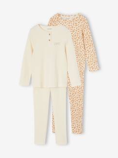 Meisje-Pyjama, surpyjama-Set van 2 geribde meisjespyjama's