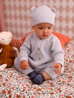 Baby-Babyset-Babyset met tricot overal en bijpassende muts met oortjes