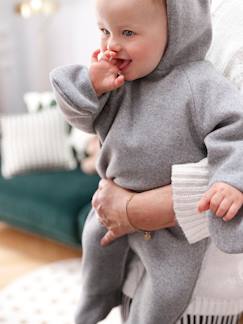 Baby-Mantels, combipakje, engelennestje-Combipakje-Overall met capuchon van wol voor baby's met offset opening